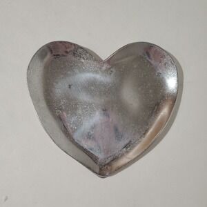 Pottery Barn Trinket Tray - Silver Tone Aluminum Heart India Ring Coin Dish